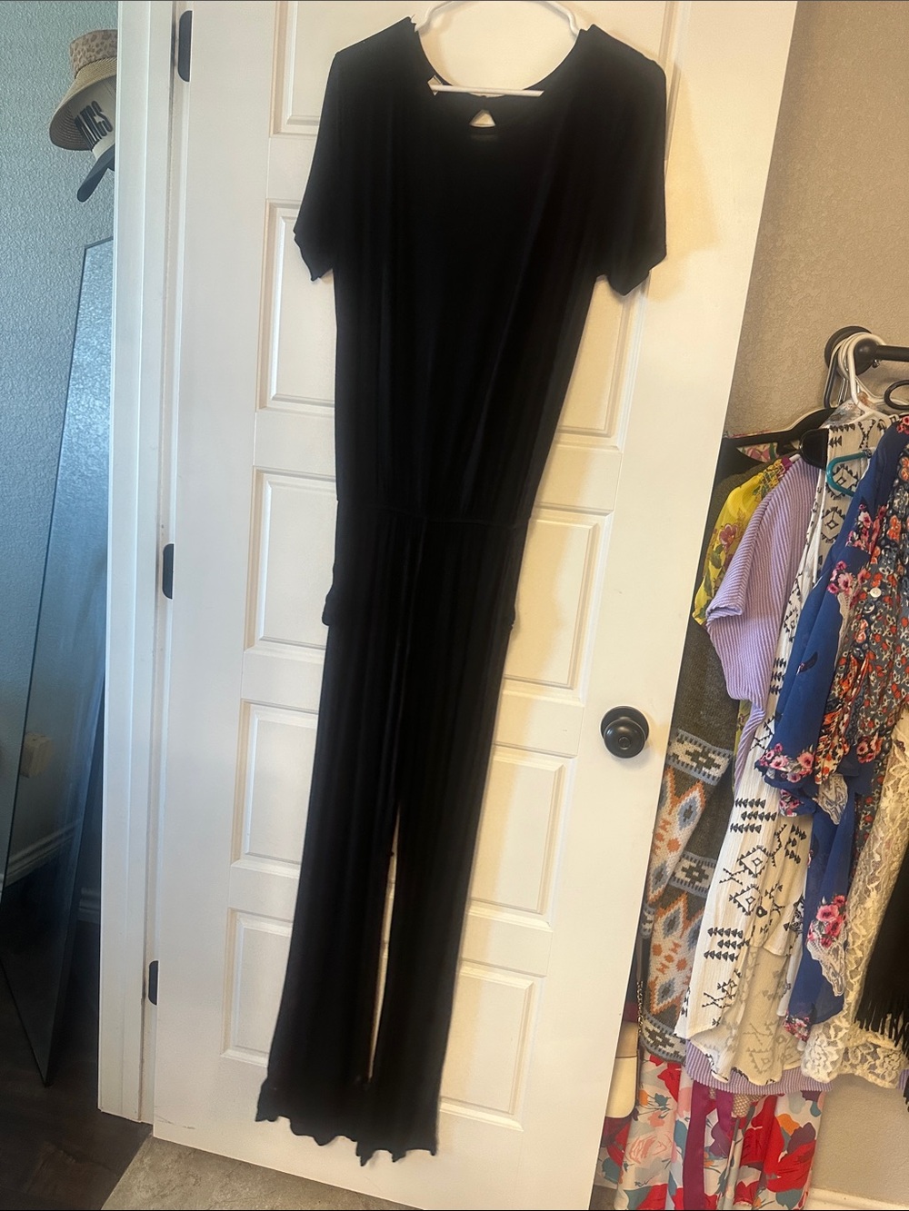 Black Women's Jumpsuit - Classic Short Sleeve Pantsuit